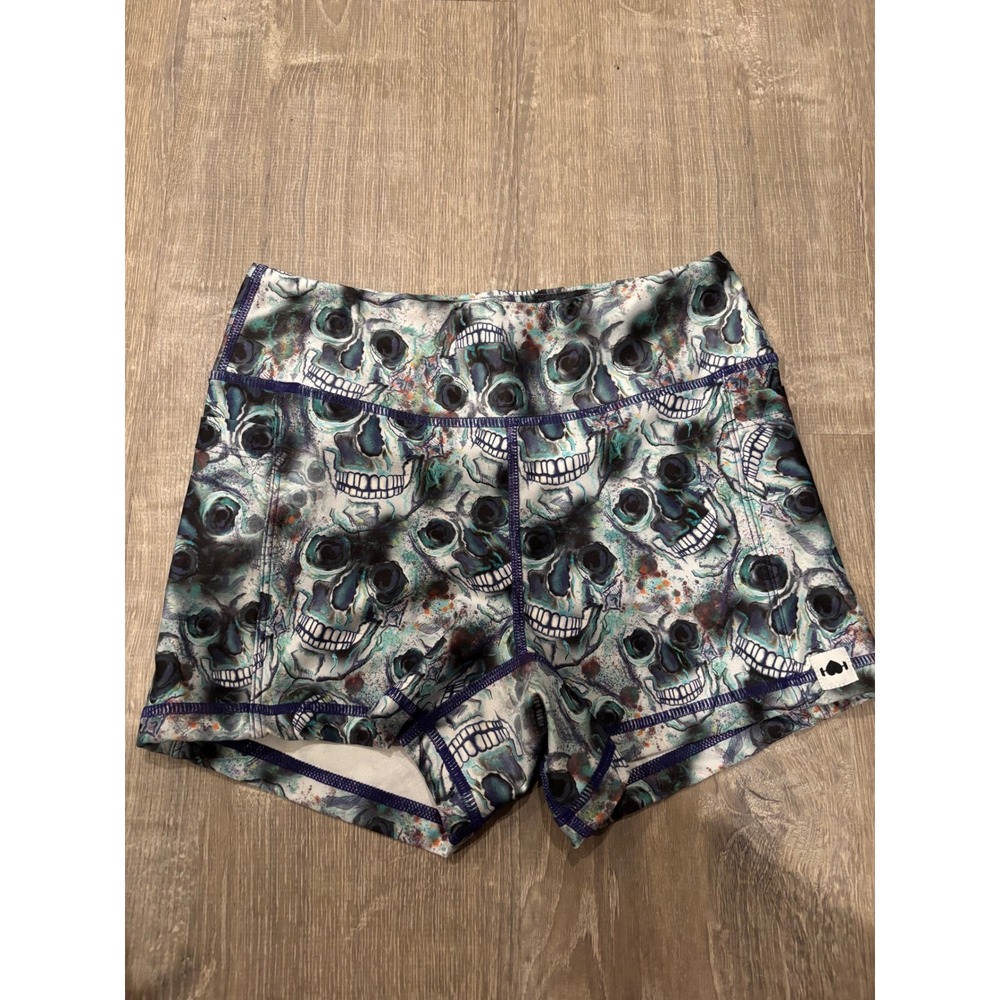 Wod Bottom Skull Print‎ Athletic Shorts High Waist Activewear small